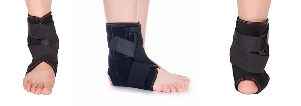 Adjustable Ankle Support Brace with Compression Strap and Aluminum Stays