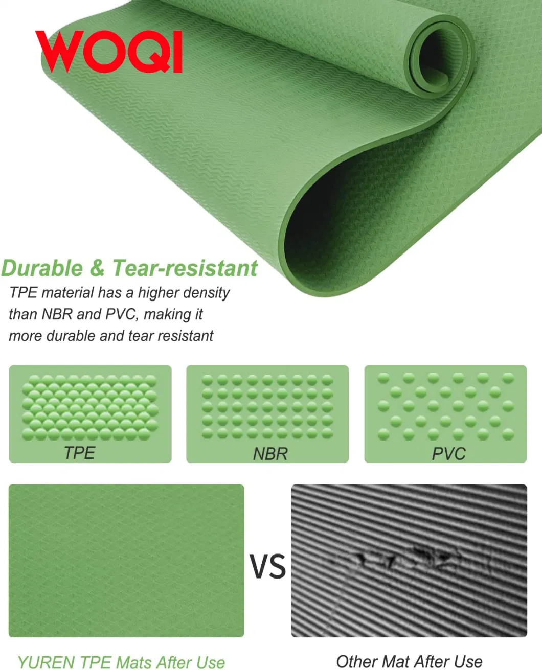 Woqi Environmentally Friendly Biodegradable High-Performance Grip PU Corrugated Surface Yoga Pilates Mat Fitness Mat