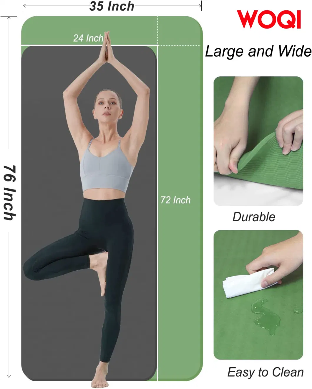 Woqi Environmentally Friendly Biodegradable High-Performance Grip PU Corrugated Surface Yoga Pilates Mat Fitness Mat