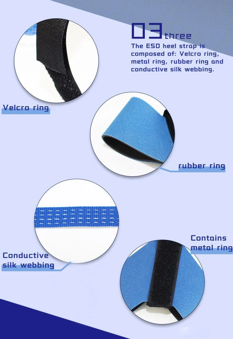 Cleanroom Blue Adjustable ESD Anti-Static Ankle Grounding Heel Straps Ankle Ground Strap