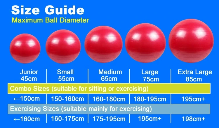 Eco-Friendly Exercise Gym Customized Logo Foam 45/55/65/75cm PVC Yoga Balls