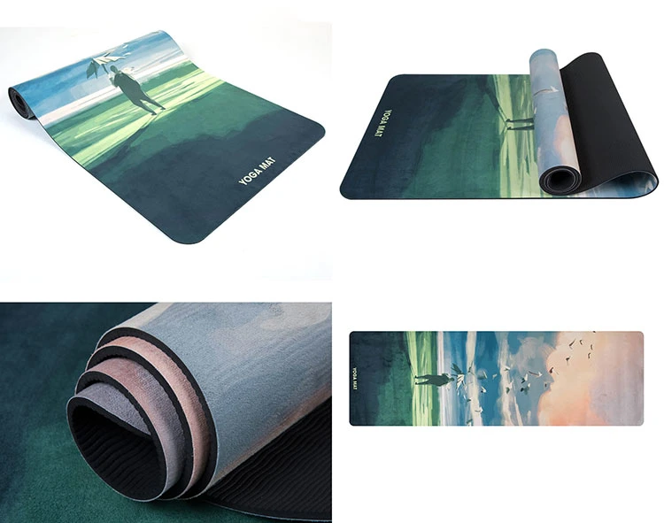 Fashion Sport High Quality Eco-Friendly Custom Print Travel Suede TPE Yoga Mat