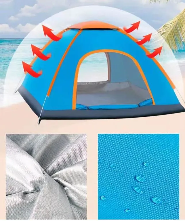 [Instant Delivery] Double Outdoor 3-4 People Automatic Fast Open Camping Tent Beach Field Hand Throwing Tent Stable Support