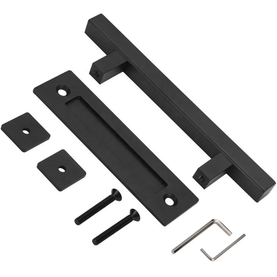 Carbon Steel Black Coating Door &amp; Window Handles Square Sliding Barn Door Handle