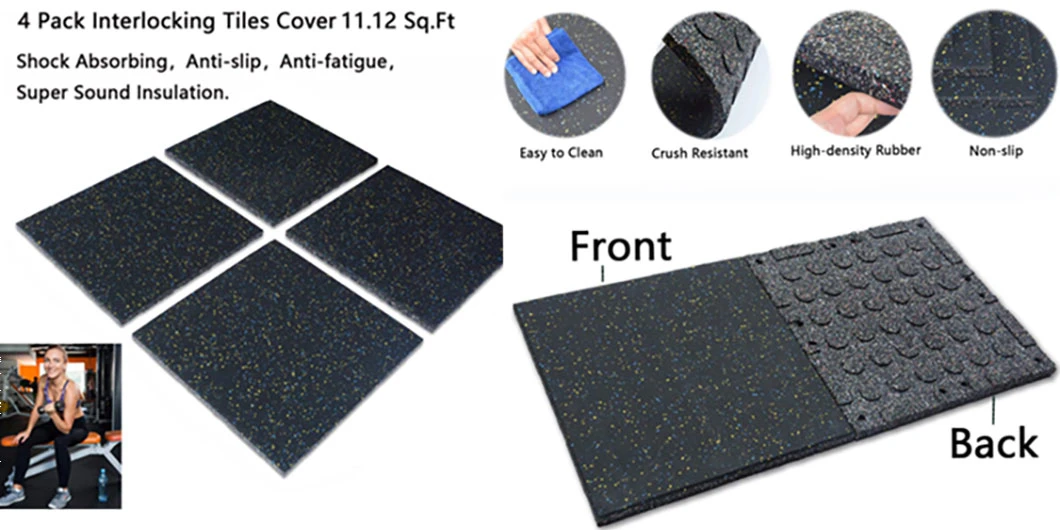 4-10 Inch Thick Diamond Anti-Slip Elastic Harmless Rubber Gym/Exercise/Workout/Training Mat