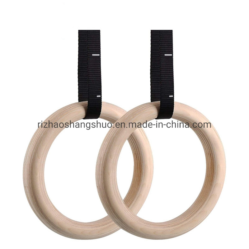 2022 High Quality Wood Adjustable Straps Pull Gym Gymnastic Rings