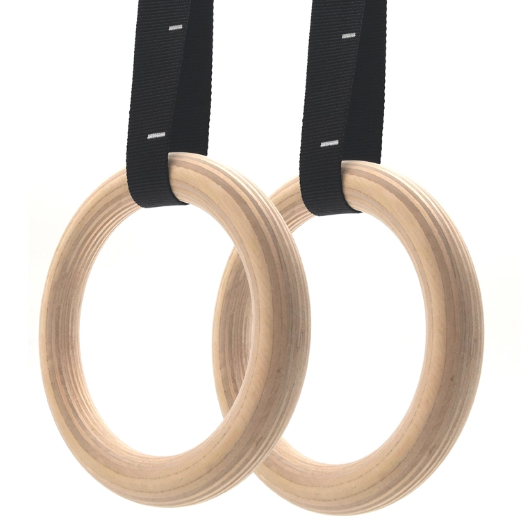 Wooden Gym Rings Gym Exercise Gymnastic Rings with Training