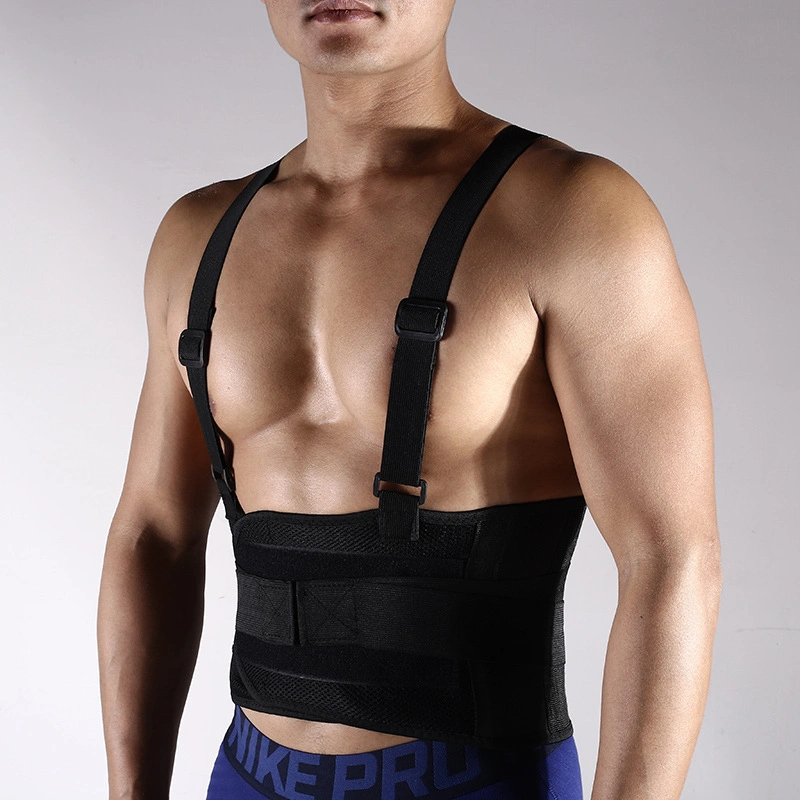 Weightlifting Belt with Shoulder Strap Adjustable Back Braces Support for Lower Back Pain Weight Lifting Support Movers Exercise Workout Fitness Black Esg13139