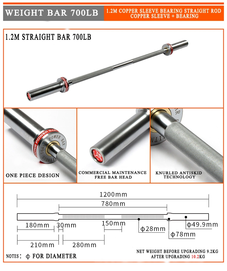 Worth Buying Commercial 2.2m Straight Bar Fitness Equipment Standard Barbell Weight Bar