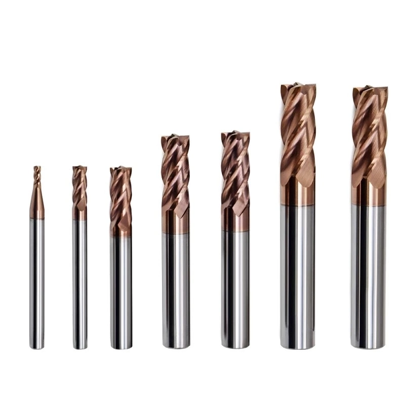 High Speed Hot Sale Inches End Mill 1/2*1/2*1*3 Germany Machine Deckel HRC55 with Bronze Coating 2/4/6 Flute Square Endmills