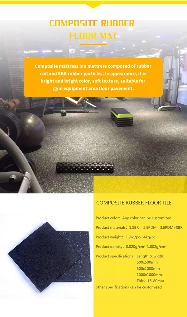 Thick Exercise Equipment Mats for Protection EPDM Rubber Floor Tiles for Home and Fitness Room