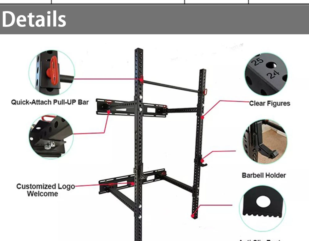 Half Folding Cage Folding Squat Smith Rack Home Gym Exercise for Trainer Exerciser Fitness Equipment