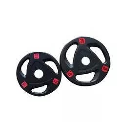 Commercial Gym Fitness Equipment Barbell Discs /Plate Three Holes Black Rubber Weight Barbell Plate