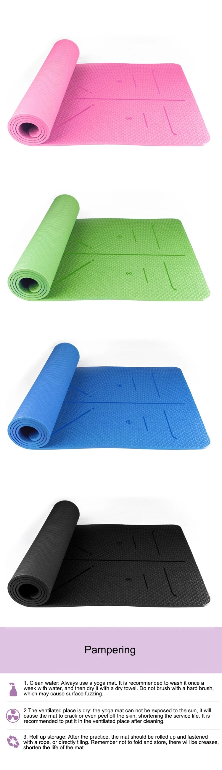 Anti-Skid Sports Fitness Yoga Mat 3mm-15mm Thick PVC Yoga Mat for Exercise, Yoga and Pilates Gymnastics Mat