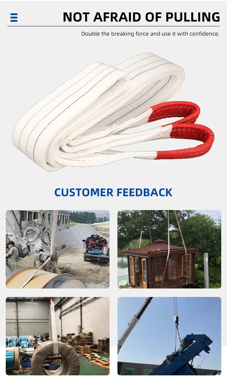 1 - 10 Ton Lifting Slings Crane Flat Polyester Webbing Lift Belt