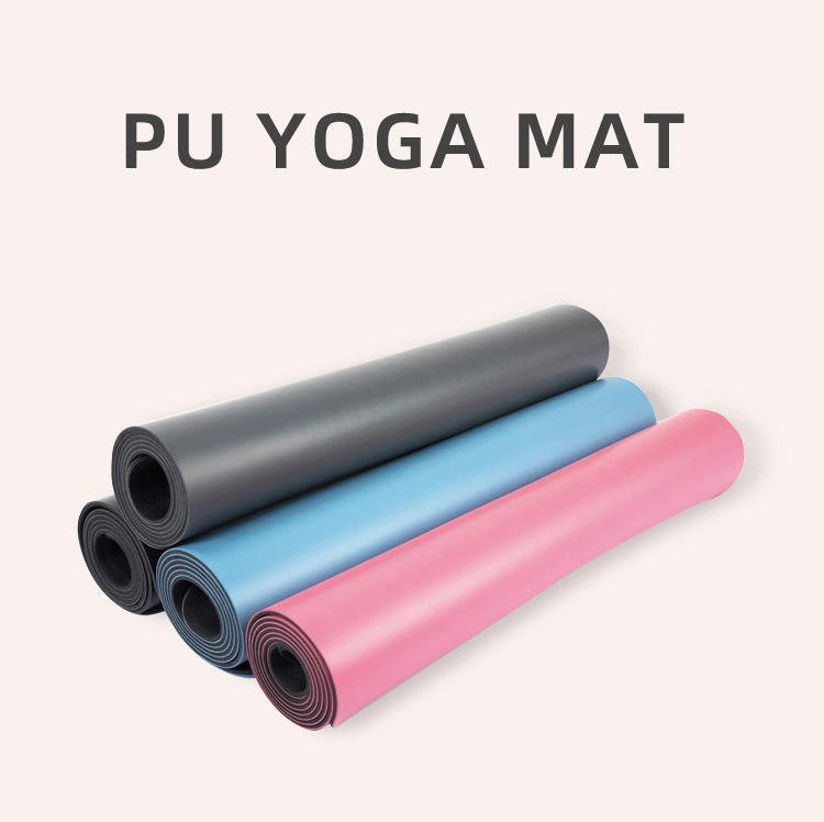 Blue Exercise Printable 4mm Thick Padded Heavy Anti Slip PU Natural Rubber Yoga Mat with Pad