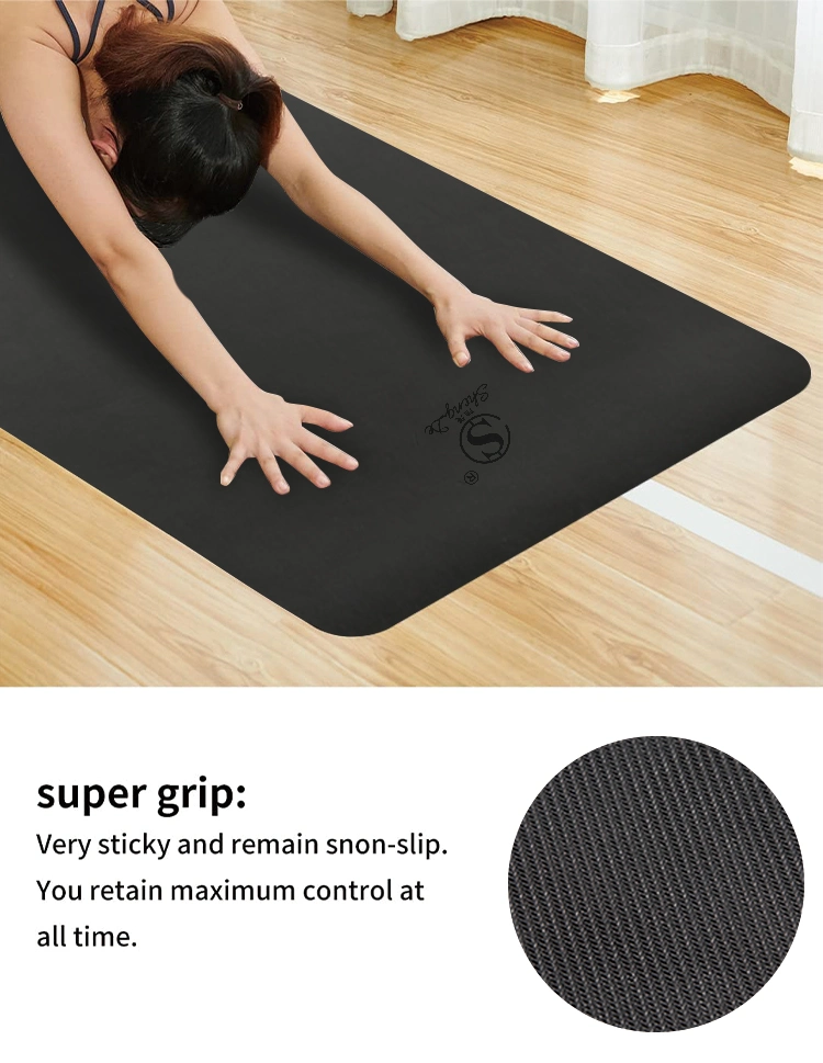 Blue Exercise Printable 4mm Thick Padded Heavy Anti Slip PU Natural Rubber Yoga Mat with Pad