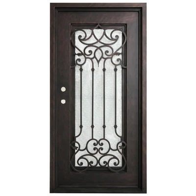 Low Prices Exterior Luxury Single Wrought Iron Front Gate Door with Opening Window