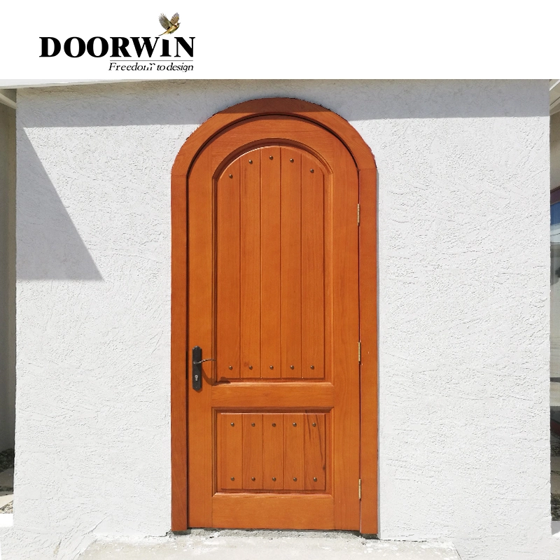 Doorwin High Quality Internal Solid Wood Frame Door Designs Interior Wooden Arched French Double Entry Timber Doors