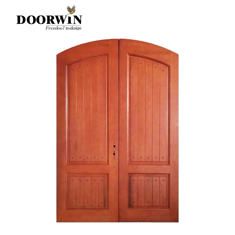 Doorwin High Quality Internal Solid Wood Frame Door Designs Interior Wooden Arched French Double Entry Timber Doors