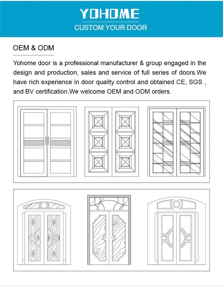 Yohome OEM Tween Steel Door Double Metal Main Entrance Door Modern Double Doors Exterior Entry Double Wood Front Security Door Cast Aluminum Front Double Doors