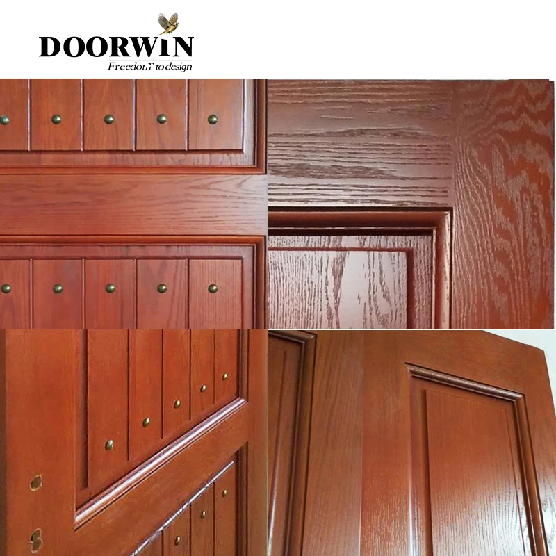 Doorwin High Quality Internal Solid Wood Frame Door Designs Interior Wooden Arched French Double Entry Timber Doors