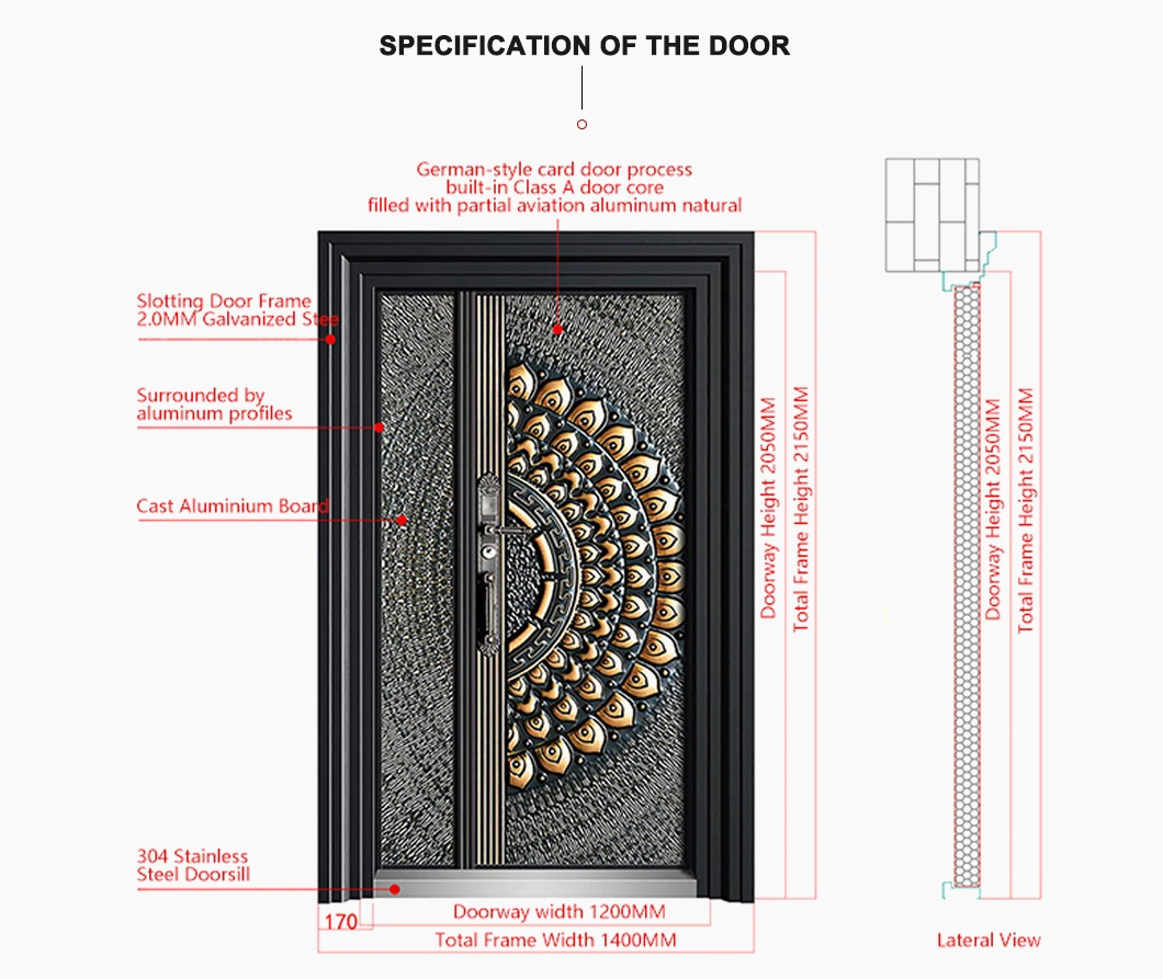 Exquisite Teak Wood Entry Front Door in Antique Villa Style