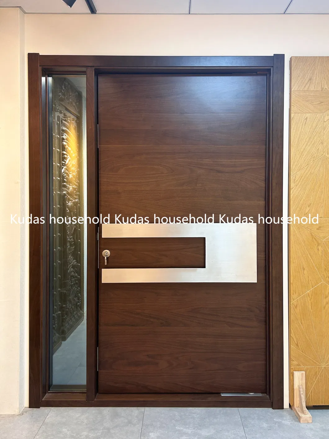 Kudas Extra Large Modern Front Entrance Exterior Solid Wooden Pivot Entry Door for Villa