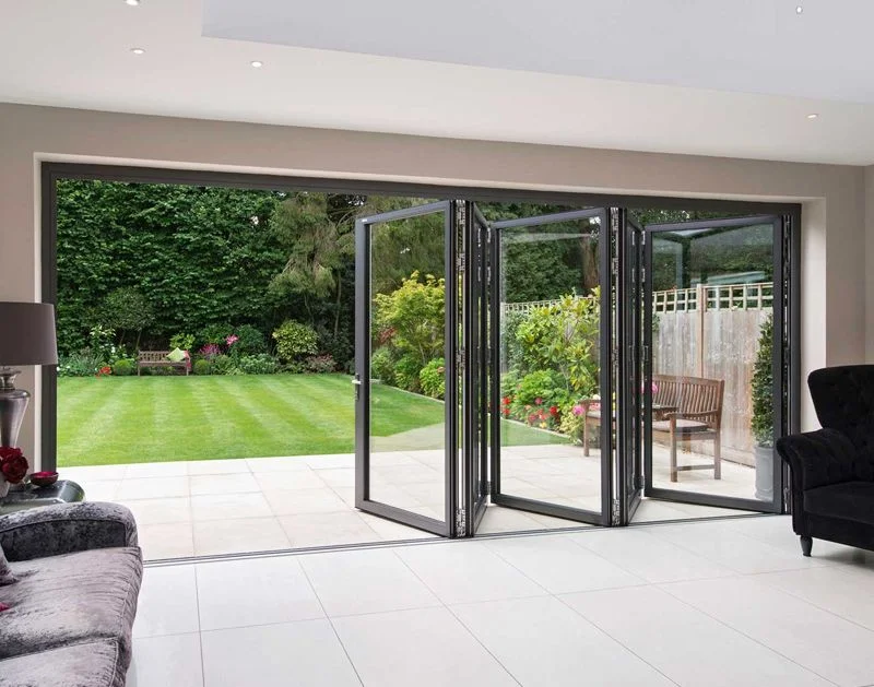 Villa Aluminium Profile Folding Door Double Glazed Exterior Patio Bifold Door