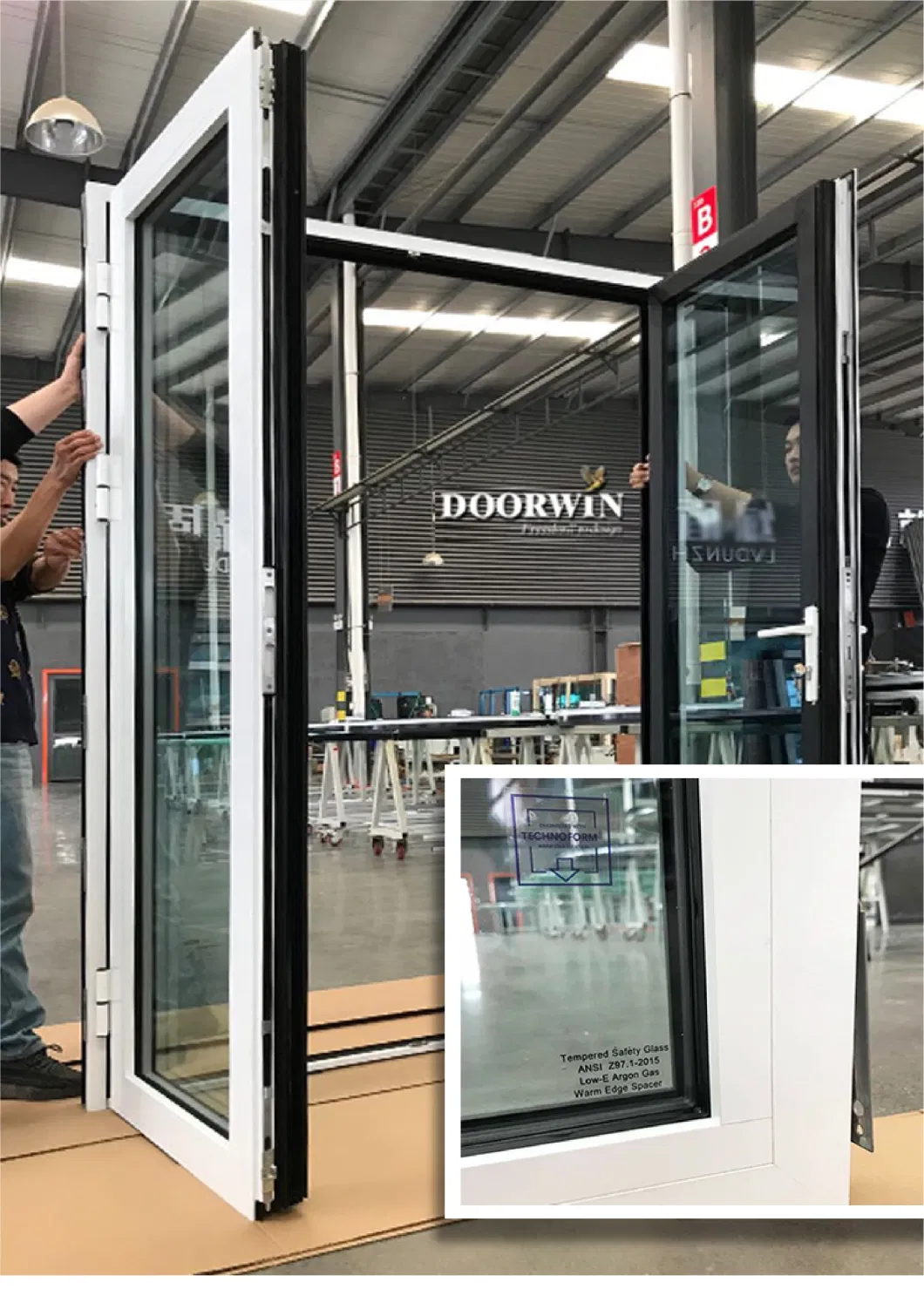 Modern Design Commercial Custom Made Double Toughened Low-E Glass Interior French High Quality Metal Aluminum Entry Doors