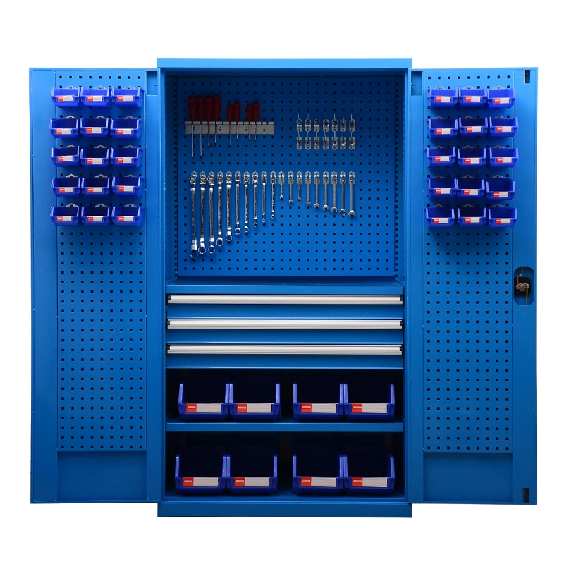 Metal Tool Storage Cabinet - Multifunctional Garage Storage Closet with Doors for Garage, Warehouse, Workshop, Adjustable Shelf