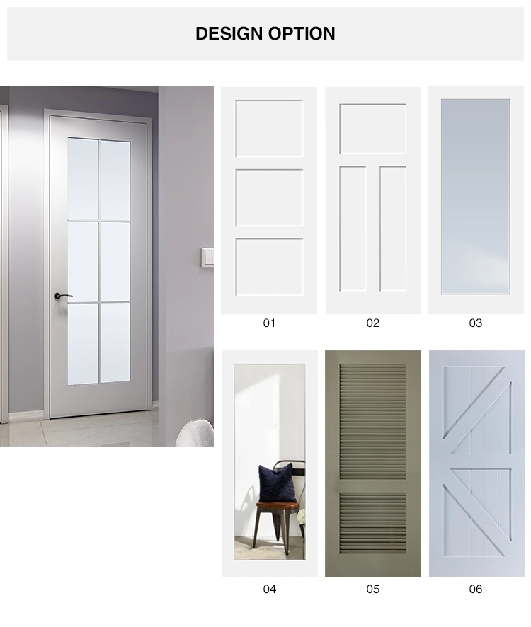 Interior Room White Custom Painted Oak Wooden Shaker Panel Door