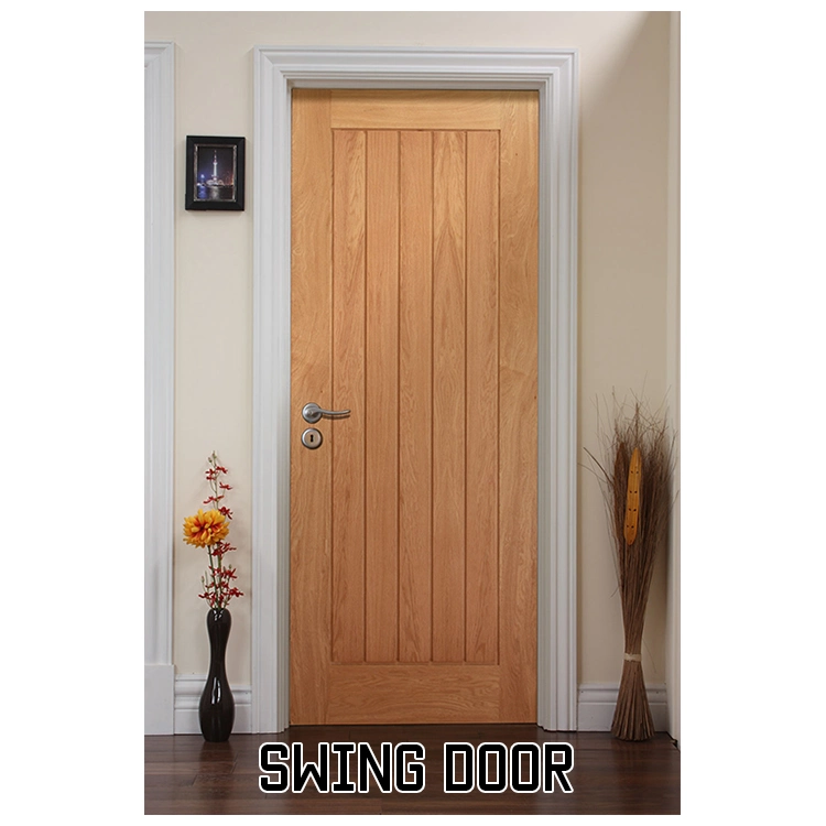 Hollow Core Unfinished White Primed Wood Grain Texture 6 Panel Oak Doors with Raised Moulding