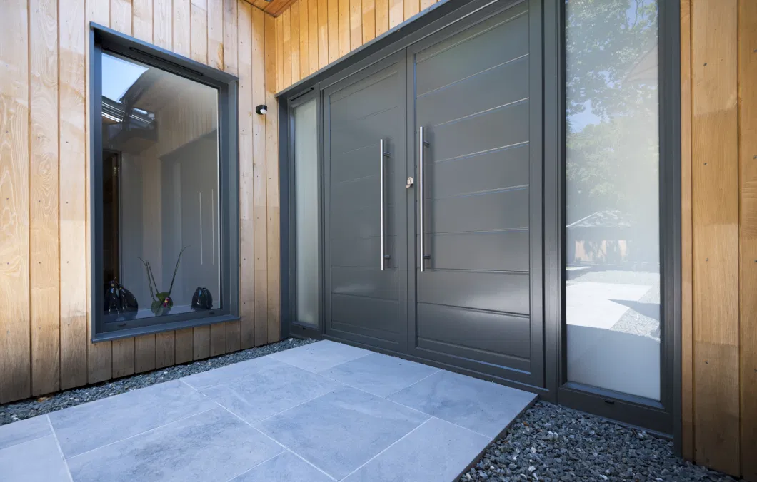 Sixinalu House Main Gate Design Latest Custom Build Aluminum Profile Decorative Aluminum Panel Building Material Modern Slate Panel Security Front Entrance Door