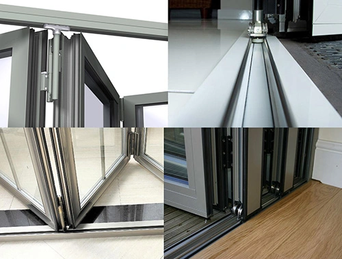 Cheap Vertical Metal Frame Glass Exterior Bi Folding Doors Aluminium Balcony Sliding Patio Profile Entrance Door