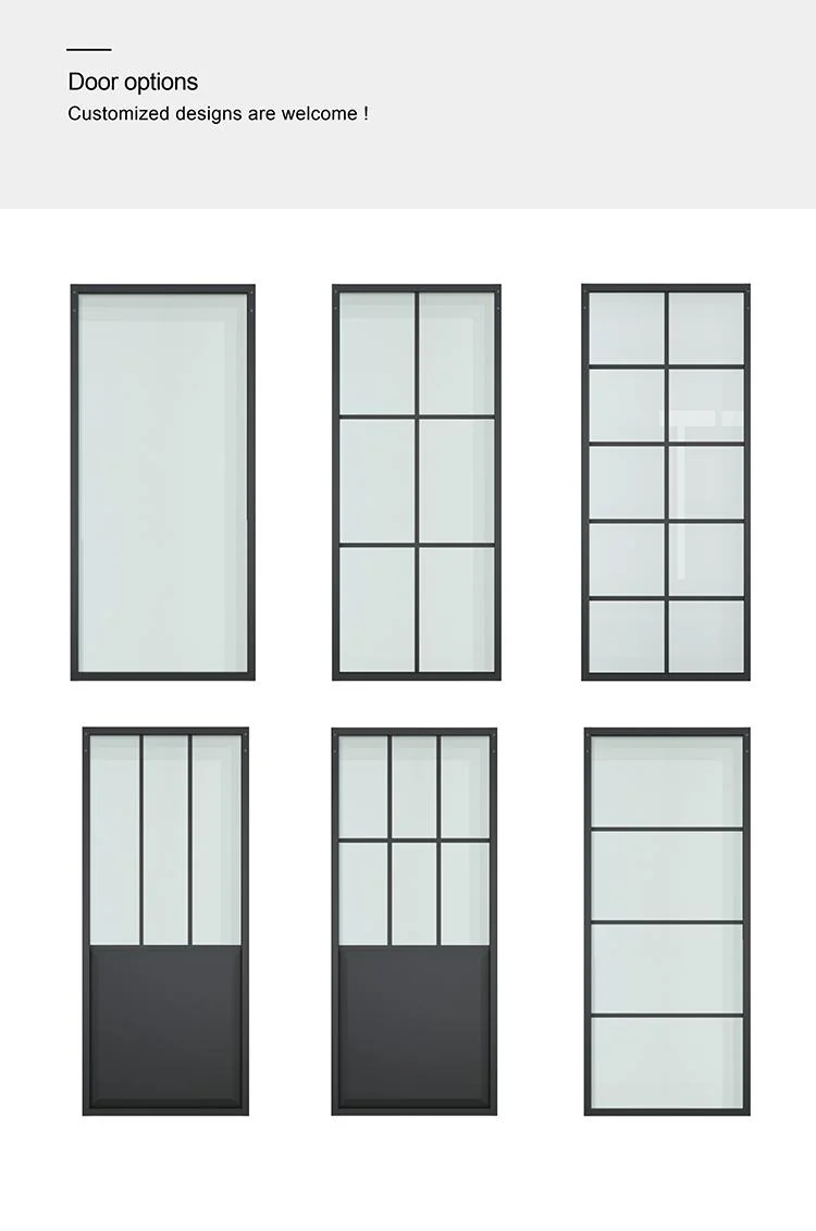 Metal Frame Swing Paneled Glass Door with Baseboard for Interior Use