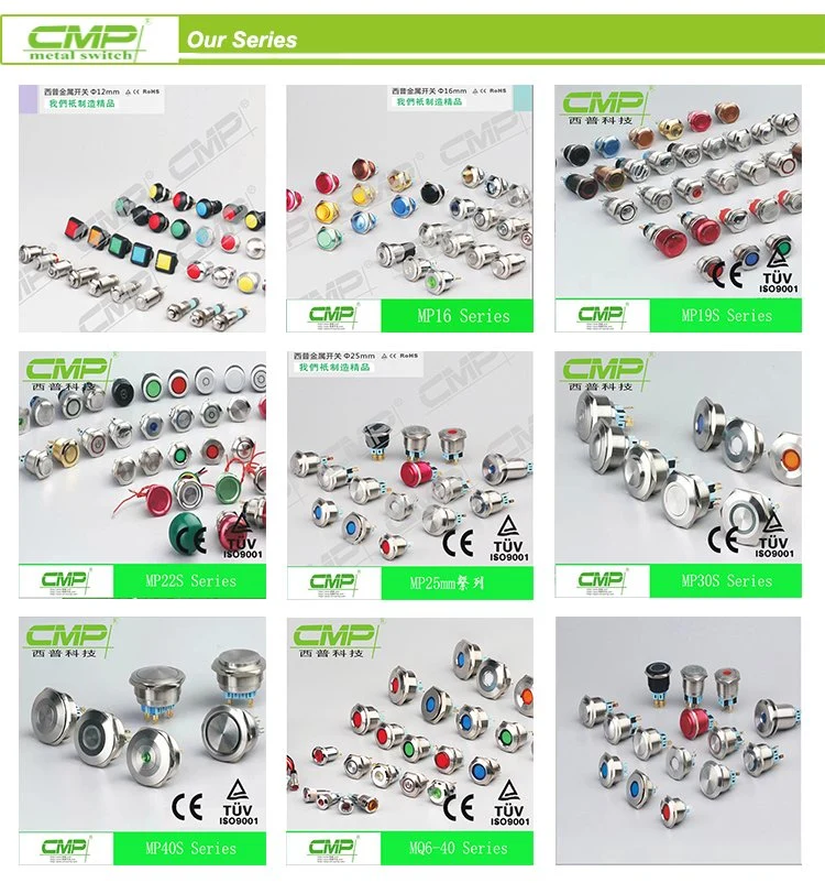 CMP 16mm Waterproof 4 Pin Metal LED Momentary Push Button Switch