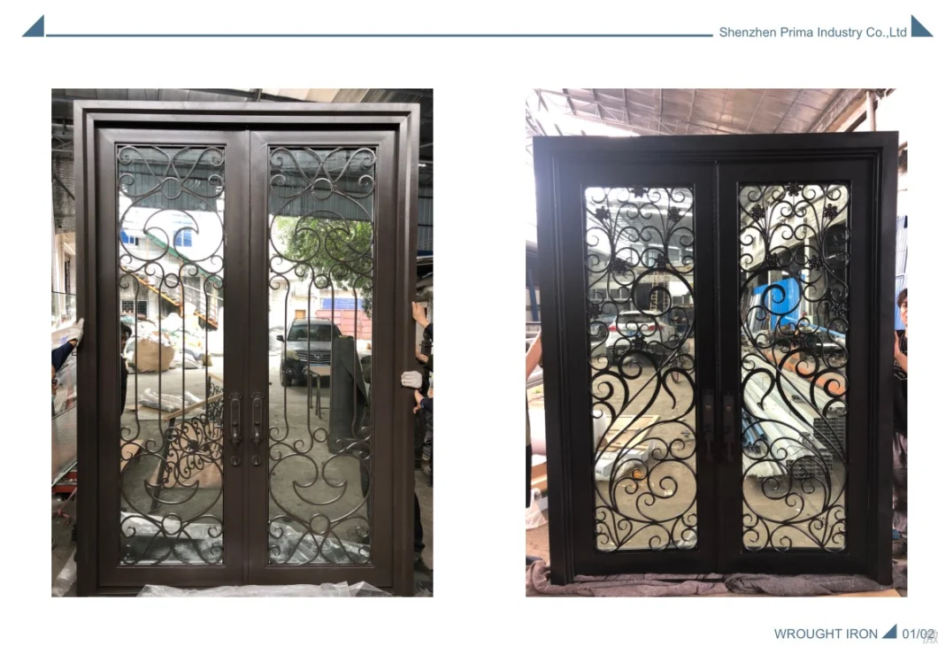 Prima Commercial Wrought Iron Gate External Double Door with Fireproof Perlite