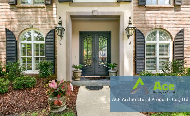 External House Metal Front Doors Wrought Iron Door for Home