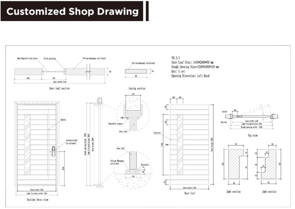 Customized Latest Modern Design Solid Wood Door External Main Entrance Wooden Door