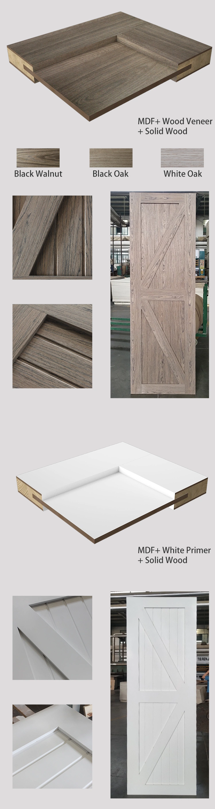 Jhk Interior Glass 3 Panel MDF Fashion Shaker Door Style Classic