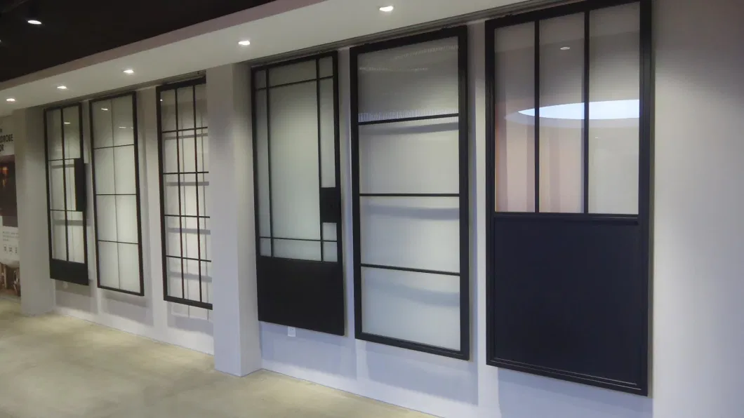 Barn Door Paneled Metal Glass Concorde Barn Door with Installation Hardware Kit