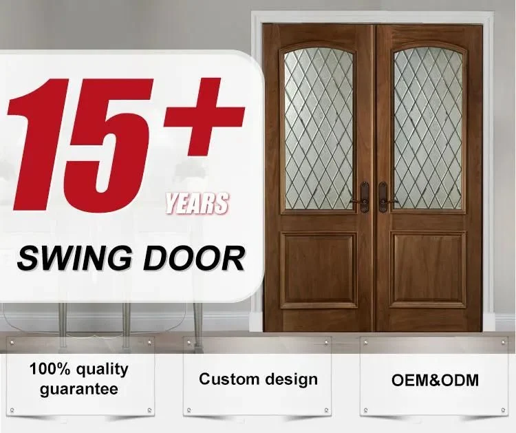 Bespoke Sizes Wholesale Italy Luxury Style Villa Exterior Entrance Wooden Swing Classic Main Door Design Double Door with Light