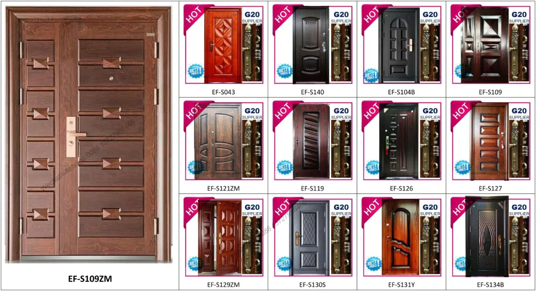 New Design Steel Wooden Turkish Doors External Safety Armored Turkey Door for Residential