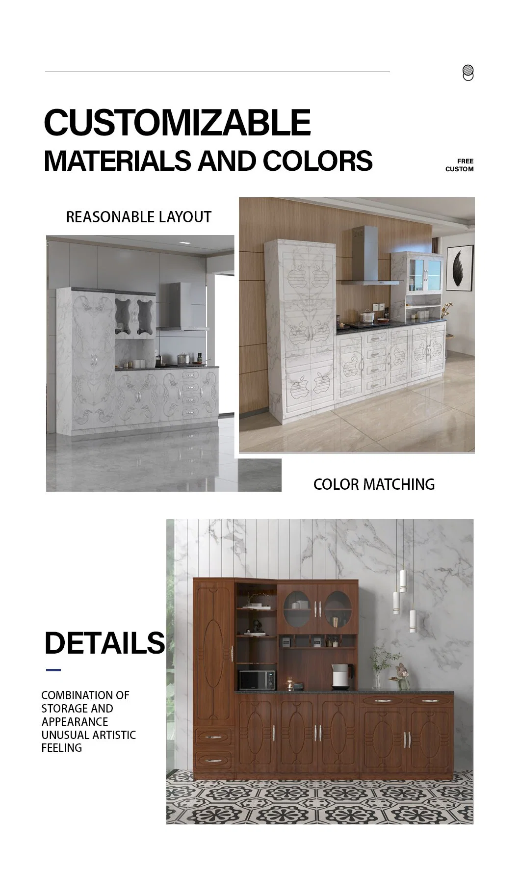 Wall Standing Home Furniture Living Room MDF Storage Standing Floorcabinet with Door