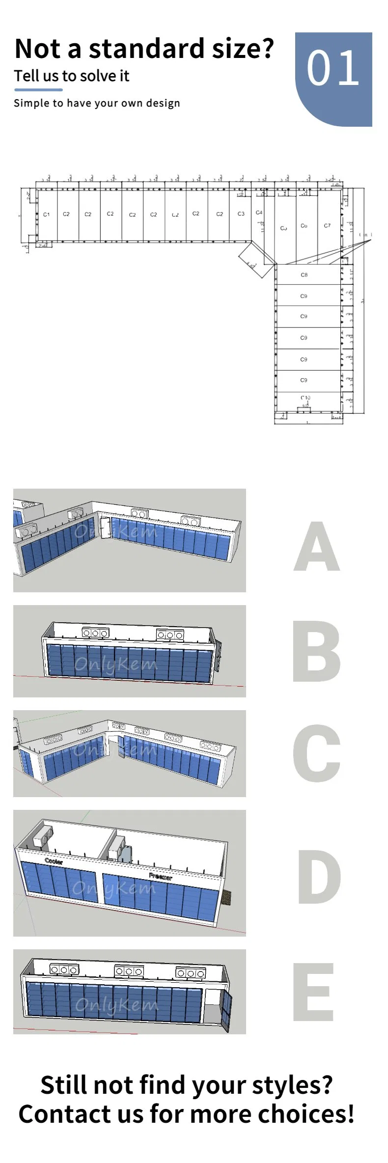 Supermarket&Convenient Shop Walk in Cooler and Cold Room with Glass Door and Racks