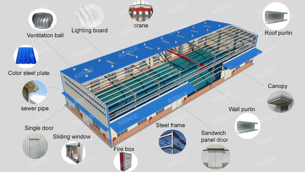 Prefabricated Commercial Steel Structure Building Shop with Modern Design