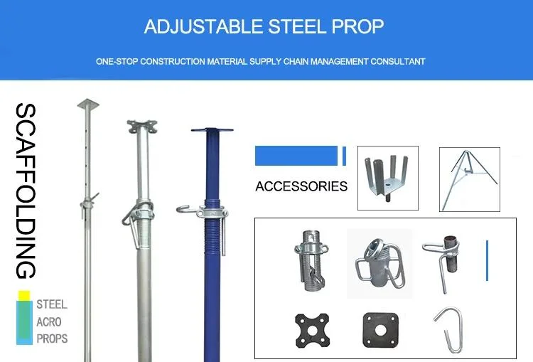 Adjustable Heavy Duty Galvanized Steel Props Light Duty Powder Coating Scaffold Steel Shoring Prop