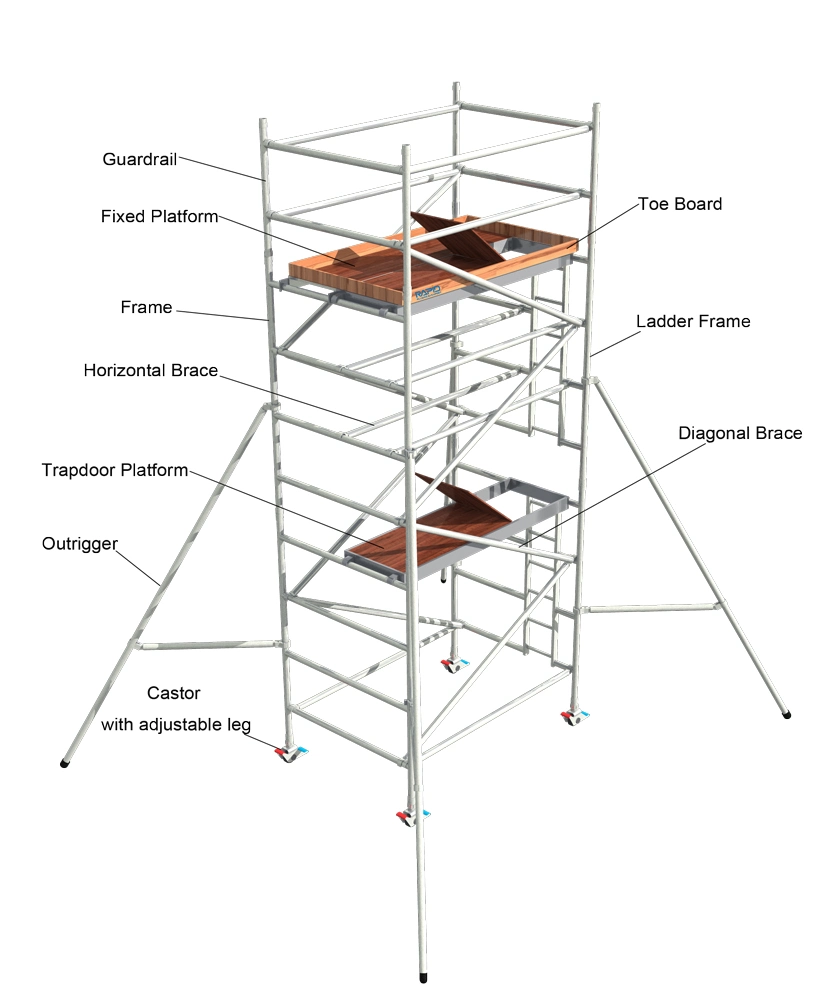 Aluminum Construction System Frame Mobile Shoring Suspended Steps Plank Scaffold