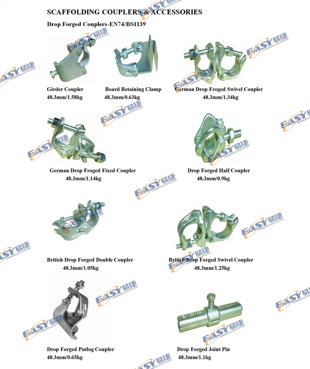 Easy Scaffold 48.3mm Drop Fordged Double Coupler Scaffolding